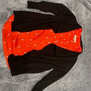 Red printed blouse (sweater is another listing)